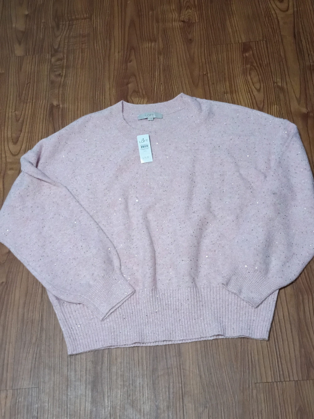 LOFT Blush Sequin Crew Neck Sweater